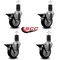 Service Caster 4'' Black Poly Swivel 1-5/8'' Expanding Stem Caster Set with Brake, 4PK SCC-EX20S414-PPUB-BLK-PLB-158-4 - alternate 4